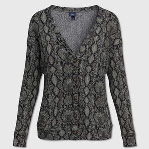 Daytrip Long Sleeve Button Sweater - Womens Medium Black / Multi - #48833-F9